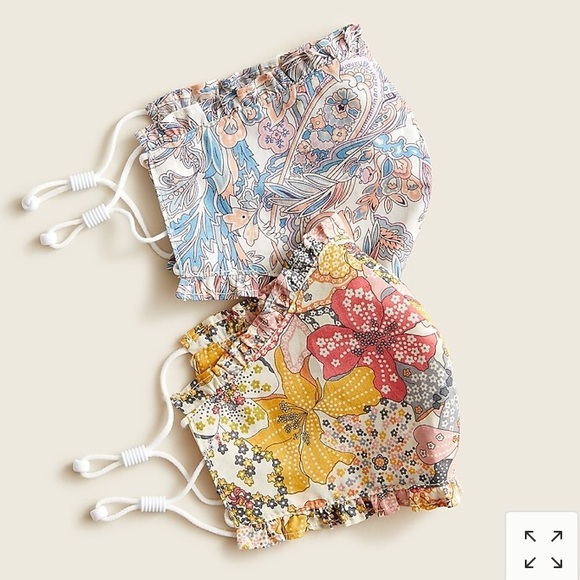 J. CREW Liberty Florals Ruffle Trim Two Nonmedical Face Masks NWT - Picture 1 of 7
